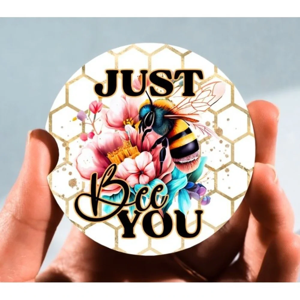 Set of 2 Car‎ Coasters, Just Bee You Car Coaster, Neoprene Car Coaster